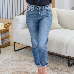Judy Blue High Rise Bleach Splash Medium Wash Relaxed Fit Jeans Denim 82346